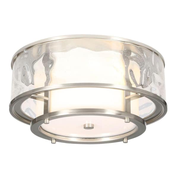 Bay Court Collection 2-Light Brushed Nickel Outdoor Flushmount Light