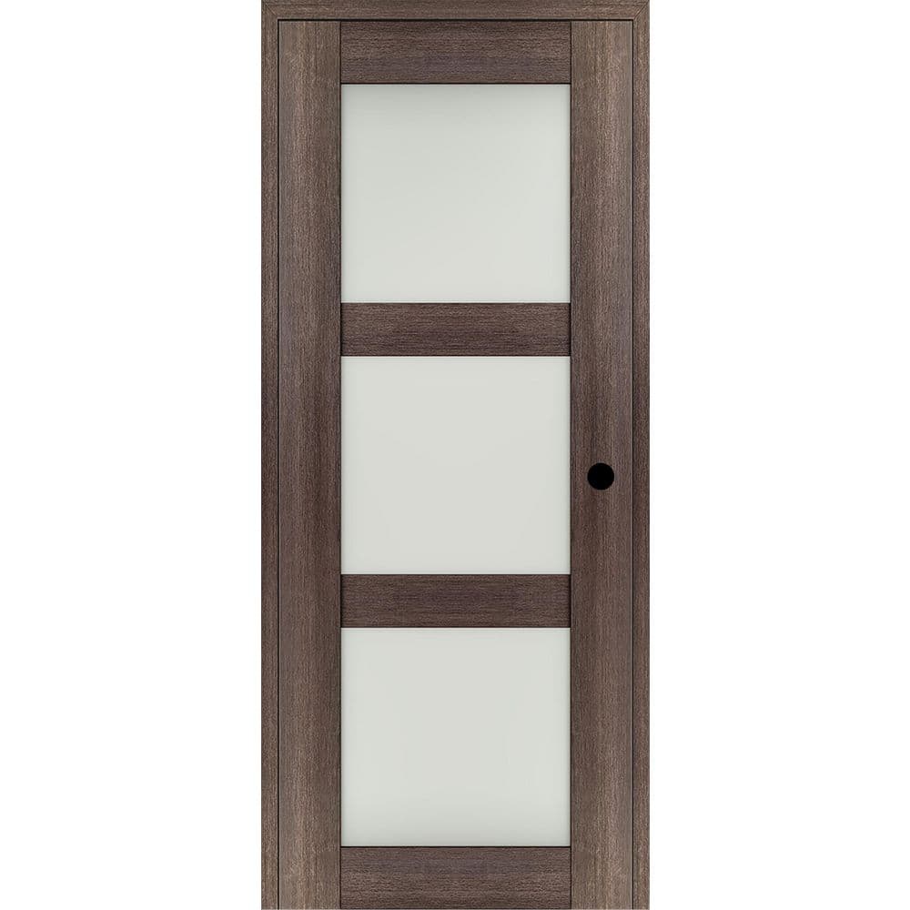 Avon 3 Lite N DIY-Friendly 18 in. х 84 in. Left-Hand Frosted Glass Veralinga Oak Composite Single Prehung Interior Door price history on PriceWatchPro