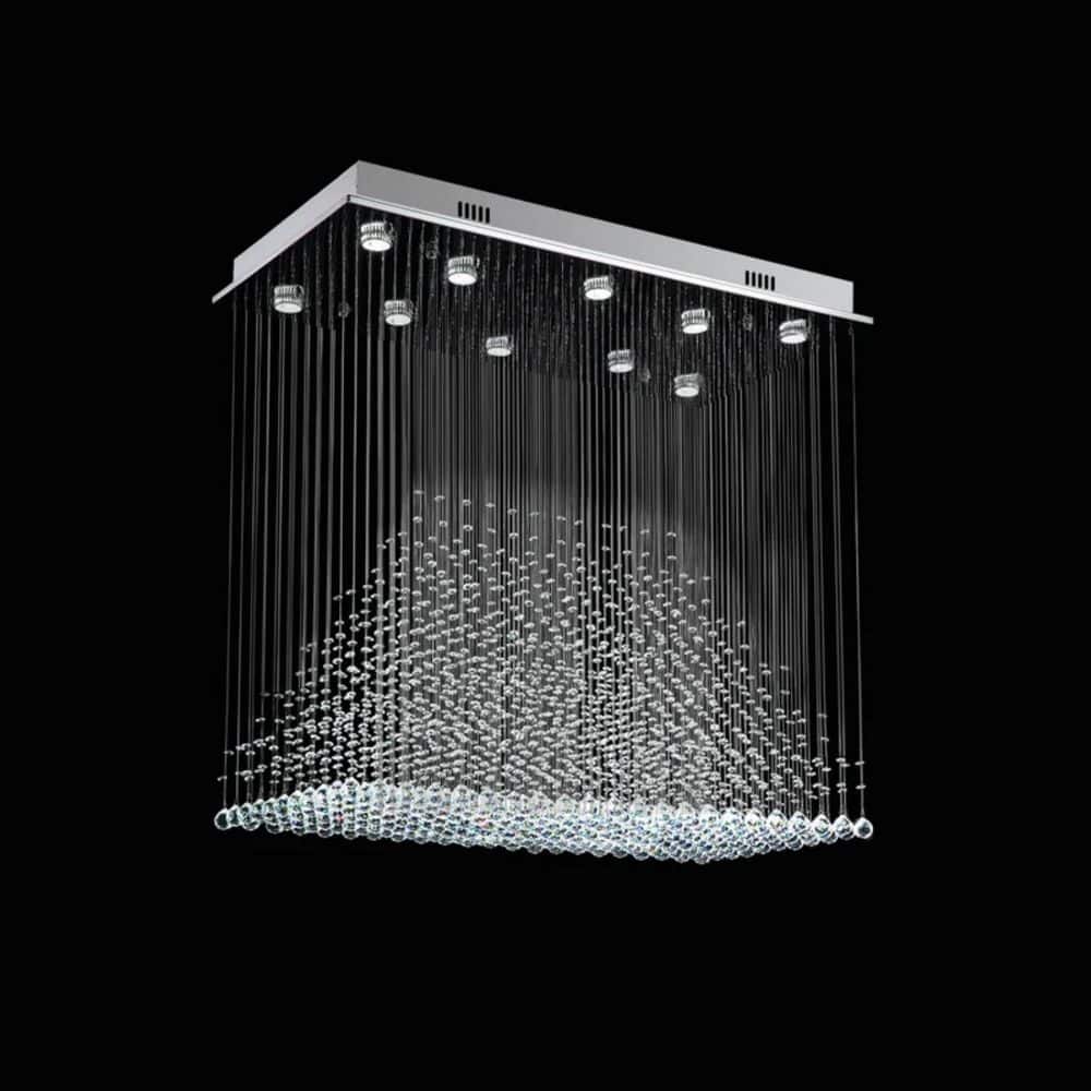 40 in. 10-Light Silver Modern Pyramid Raindrop Crystal Chandelier for Dining Room price history on PriceWatchPro