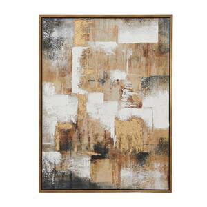 1- Panel Abstract Framed Wall Art with Gold Frame 47 in. x 36 in.