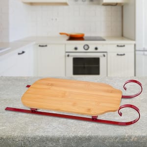 8.25 in W x 3.50 in. H x 3.50 in. D Wood Sleigh Cutting Board