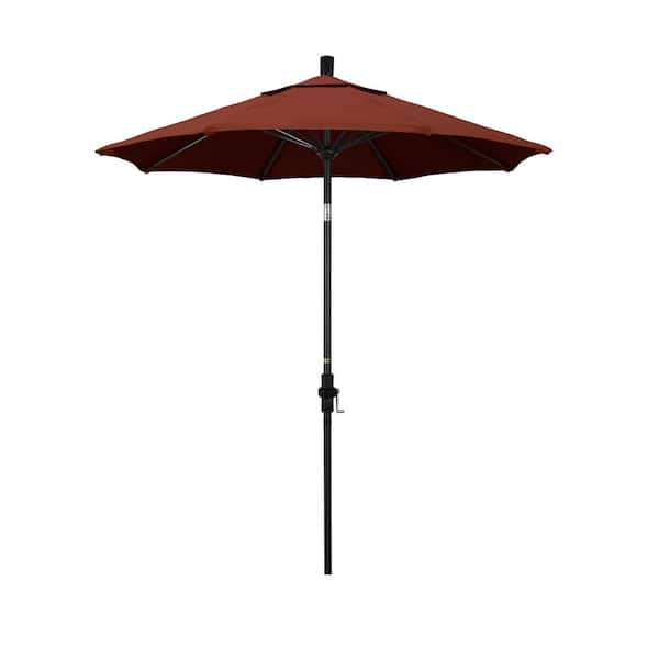 California Umbrella 7.5 ft. Matted Black Aluminum Market Patio Umbrella Fiberglass Ribs and Collar Tilt in Henna Sunbrella