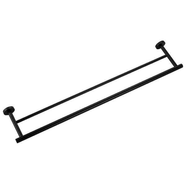 Thicken SUS 304 Stainless Steel Double Round Bar 32 in. Wall Mount Towel Bar Bath Hardware Accessory in Matte Black