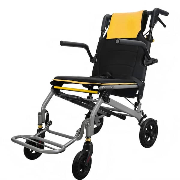 Lightweight Foldable with Telescopic Handle, 17 in. Width Compact Portable Folding Travel Wheel Chairs for Seniors