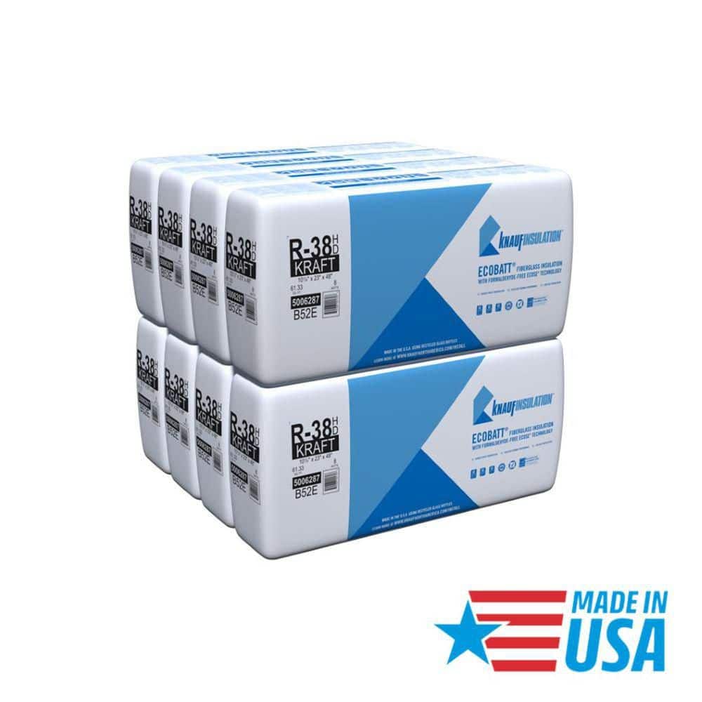 R38 Kraft Faced 23 in. x 48 in. Precut Fiberglass Insulation Batts, Cathedral Ceiling - Sound-Reducing USA Made (8-Bags) price history on PriceWatchPro