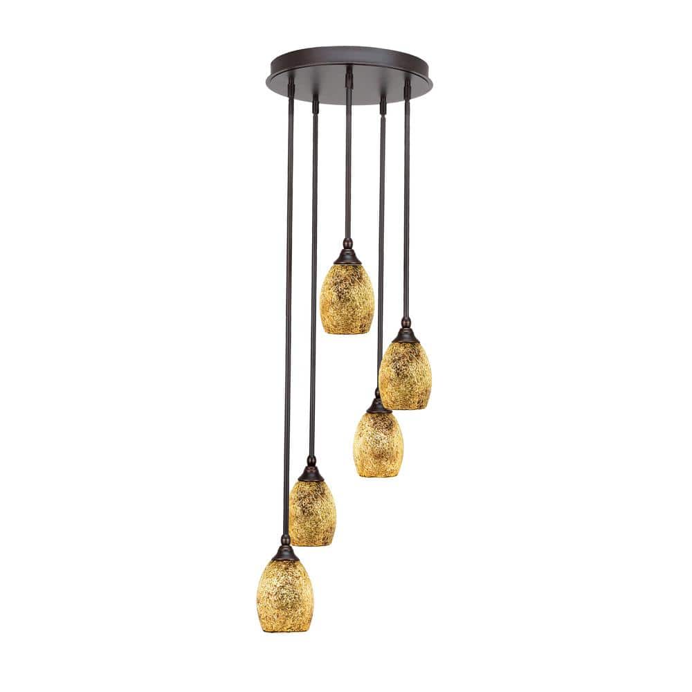 Villa 5 Light Dark Granite Pendant, Cluster Pendant Light with 5 in