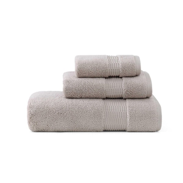 Long Branch 3-Piece Pelican Grey Terry Cotton Towel Set