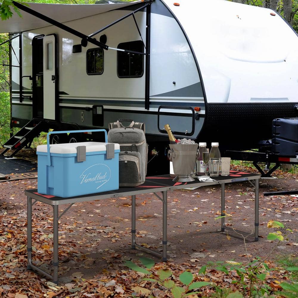 94.5'' Black and Red Aluminum Folding Camping Table