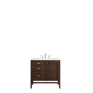 Addison 36 in. W x 23.5 in.D x 35.5 in. H Single Vanity in Mid Century Acacia with Quartz Top in Eternal Jasmine Pearl