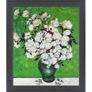 Vase with Roses by Vincent Van Gogh Gallery Black Framed Nature Oil Painting Art Print 24 in. x 28 in.