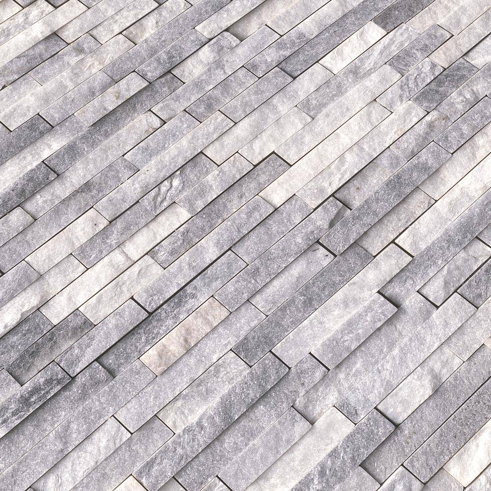 Alaska Gray Marble Splitface Mosaic Wall Tile