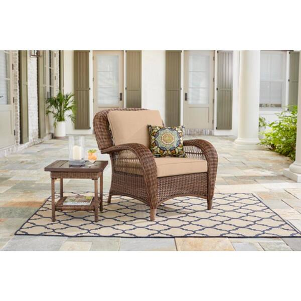 hampton bay beacon park gray wicker outdoor patio coffee table