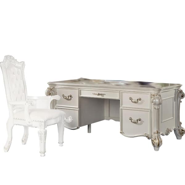 Acme Furniture Vendome  37 in. Rectangular Antique Pearl Finish Composite 5-Drawer Desk