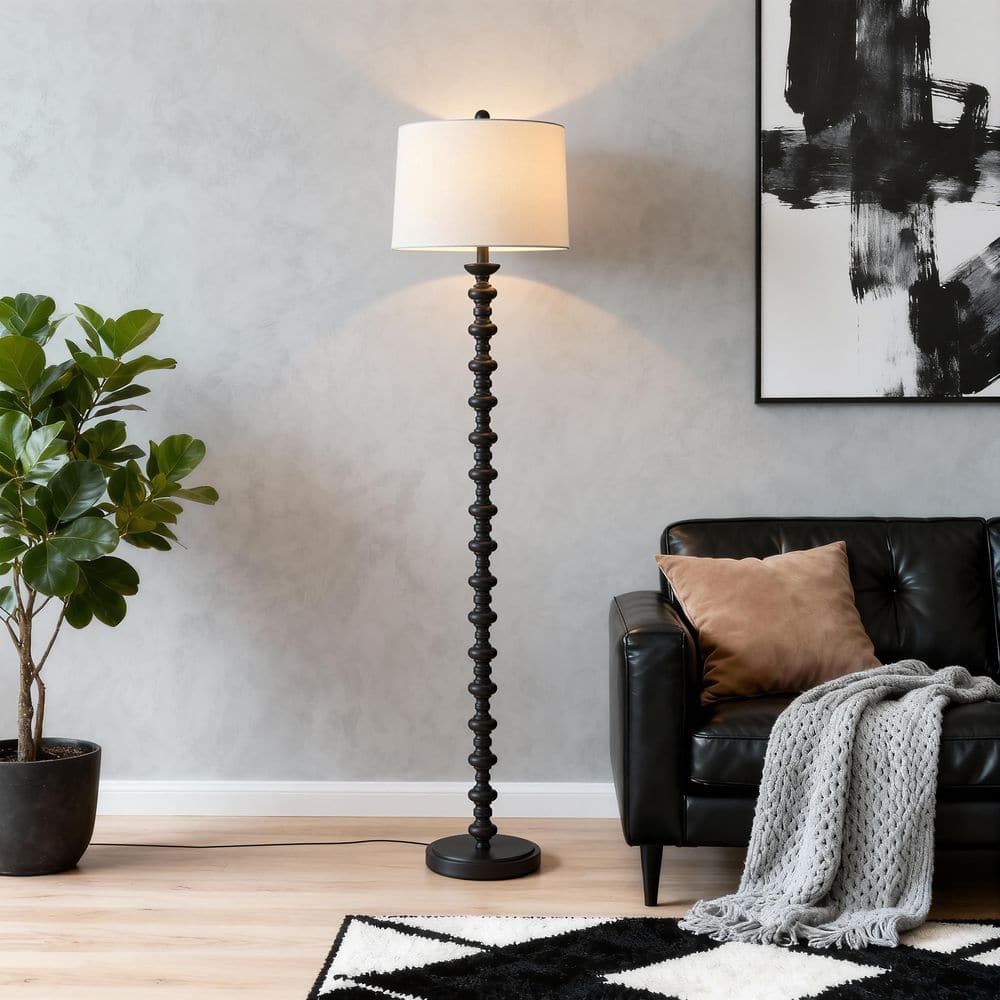 Minimalist Metal Floor Lamp with Fabr...