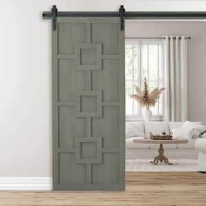 30 in. x 84 in. The Mod Squad Gauntlet Wood Sliding Barn Door with Hardware Kit in Stainless Steel