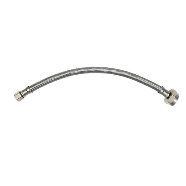 THEWORKS 3/8 in. OD x 7/8 in. Brass Nut x 12 in. Stainless Steel Toilet Line