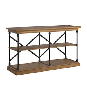 Brown Cornice Iron and Wood Entryway Console Table