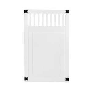 Pro Series 4 ft. W x 6 ft. H White Vinyl Woodbridge Closed Picket Top Privacy Fence Gate