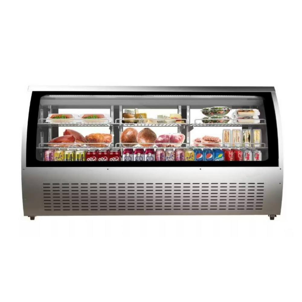 Cooler Depot 65 in. W 22 cu. ft. Commercial Refrigerator Deli Case Display Case in White Stainless