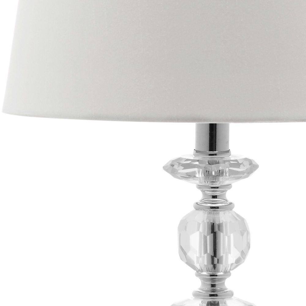 Elegant Derry Crystal Orb Table Lamp Set, Transparent with White Shade