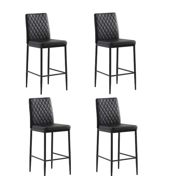 TIRAMISUBEST TD Garden Metal Outdoor Dining Chair with Black Cushions (4-Pack)