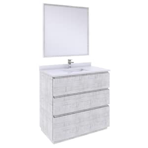 Formosa 36 in. W x 20 in. D x 35 in. H White Single Sink Bath Vanity in Rustic White with White Vanity Top and Mirror