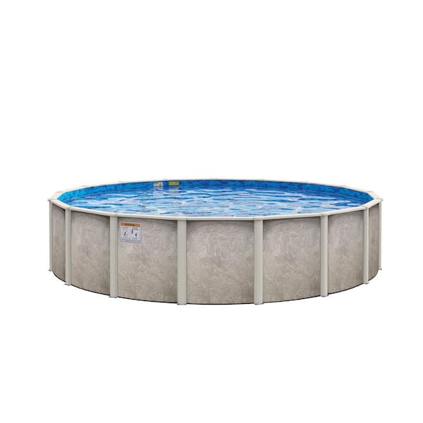 AQUARIAN Sahara 24 ft. Round 54 in. Deep Hard Side Metal Wall with Resin Frame Above Ground Swimming Pool Package