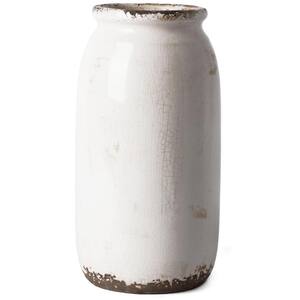 The Ceramic Vases for Flowers，9.8 Inch Rustic White Flower vase