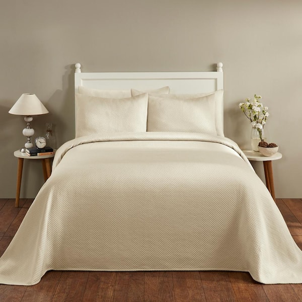 Better Trends Sophia 3-Piece Ivory Full/Double Diamond Design Bedspread Set