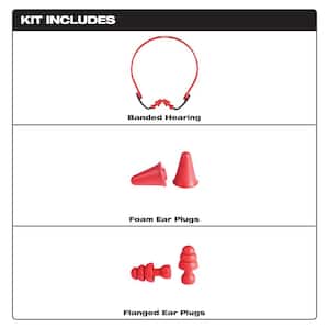 Banded Reusable Red Earplugs with 25 dB Noise Reduction Rating