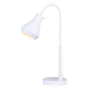 Byck 21 in. Matte White Indoor Table Lamp with Metal Shade