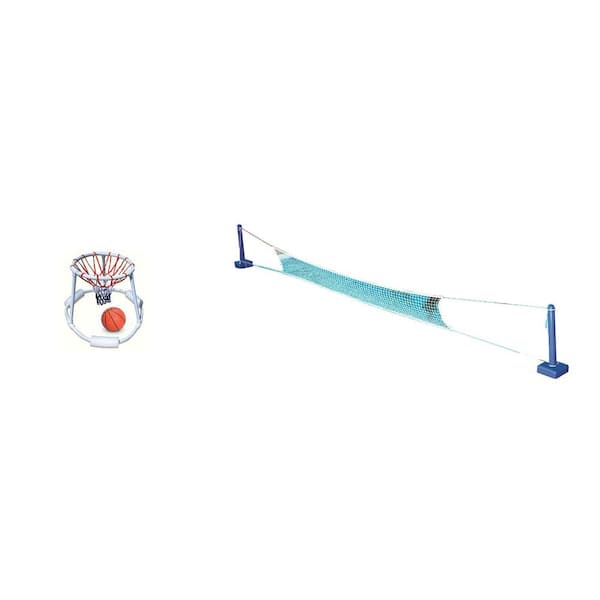 Swimline Cross In-Ground Swimming Pool Fun Volleyball and Basketball Game Water Set