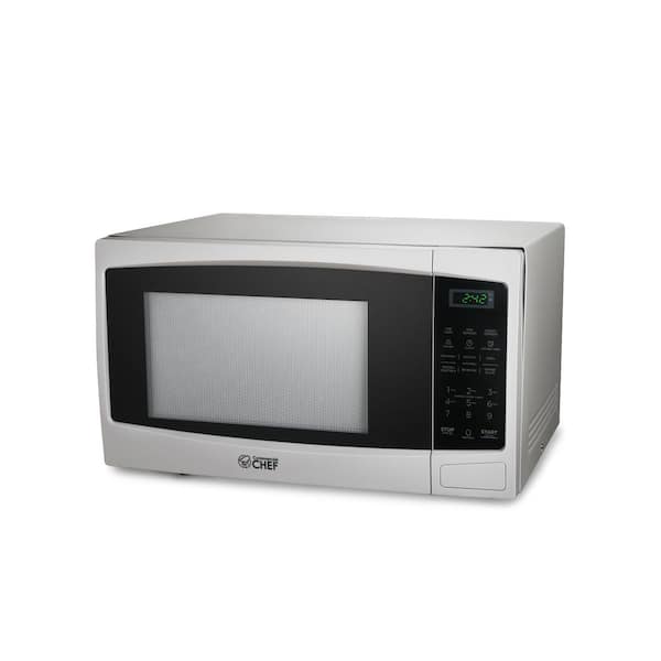 COMMERCIAL CHEF 1.6 Cubic Foot Microwave with 10 Power Levels, Small  Microwave with Pull Handle Child Safety Lock, 1100 Watt Microwave with  Digital