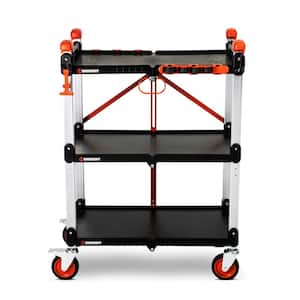 SITERUNNER 30.6 in. D x 20 in. W x 42.5 in. H 3-Shelf Heavy Duty Folding Jobsite Cart with 300 lbs. Capacity