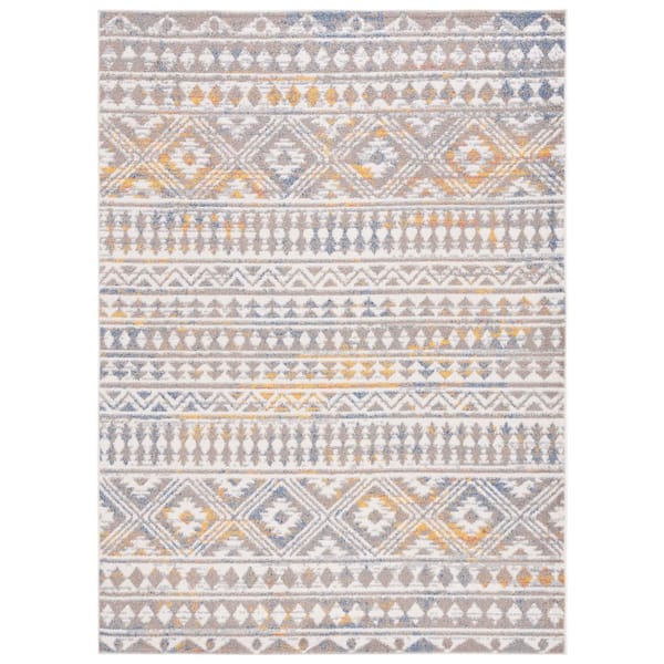 Astoria 8 ft. x 10 ft. Gray/Ivory Stamped Geometric Area Rug