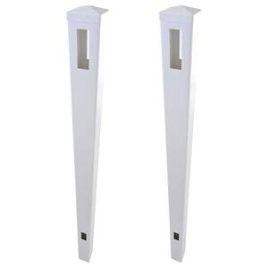 95 in. Rail Line Post for White Vinyl Routed Fence kit Caps Included set of 2