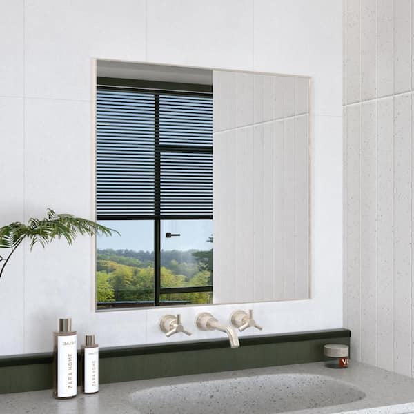 Hermitage Bath Oblivion 30 in. W. x 30 in. H Rectangular Framed Wall Bathroom Vanity Mirror in Brushed Nickel