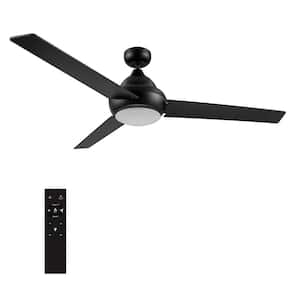 Konfor 52 in. Integrated LED Indoor Black DC Motor Ceiling Fan with Light Kit and Remote Control Included
