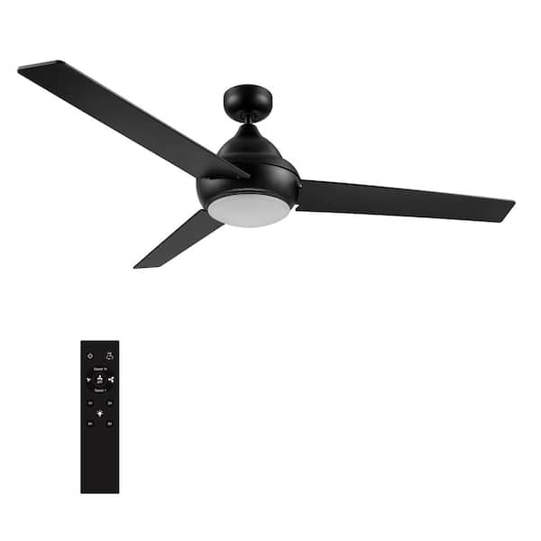 CARRO Konfor 52 in. Integrated LED Indoor Black DC Motor Ceiling Fan with Light Kit and Remote Control Included