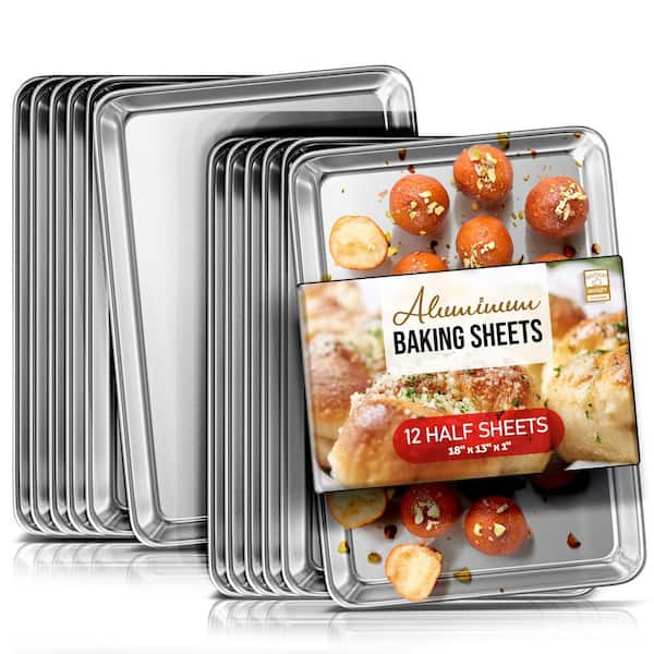 12-Pack Aluminum Half Sheet Baking Sheet Pan, Steel Nonstick Cookie Sh