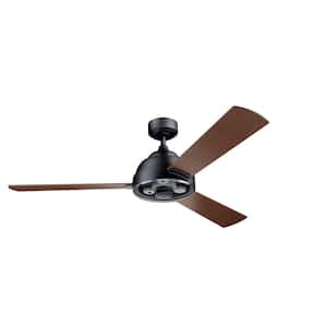 Pinion 60 in. Indoor Distressed Black Downrod Mount Ceiling Fan with Wall Control Included for Bedrooms or Living Rooms