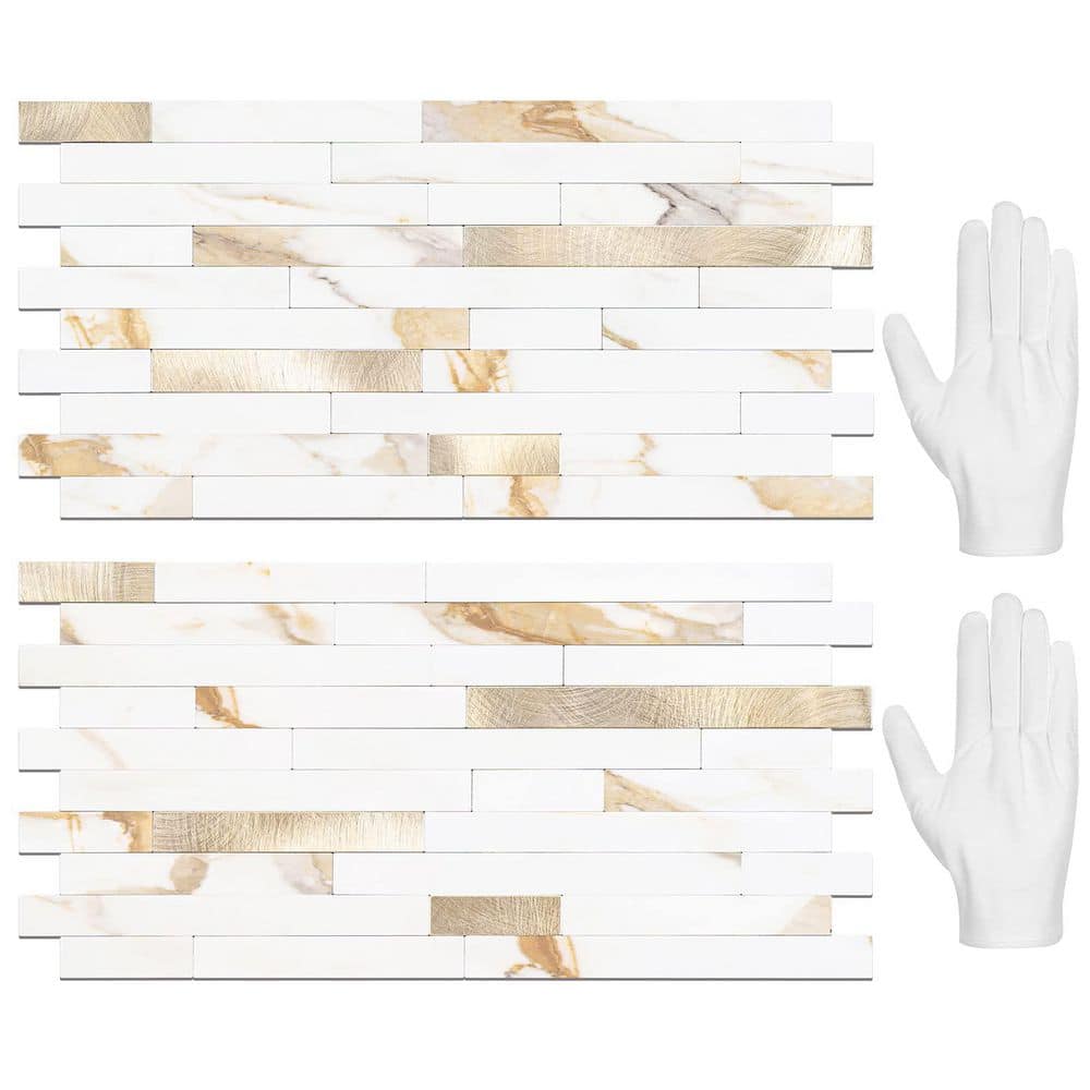 Calacatta Gold 20 in. x 30 in. PVC Peel and Stick Backsplash Tile with Enhanced Adhesive Strength, 20-Pack price history on PriceWatchPro