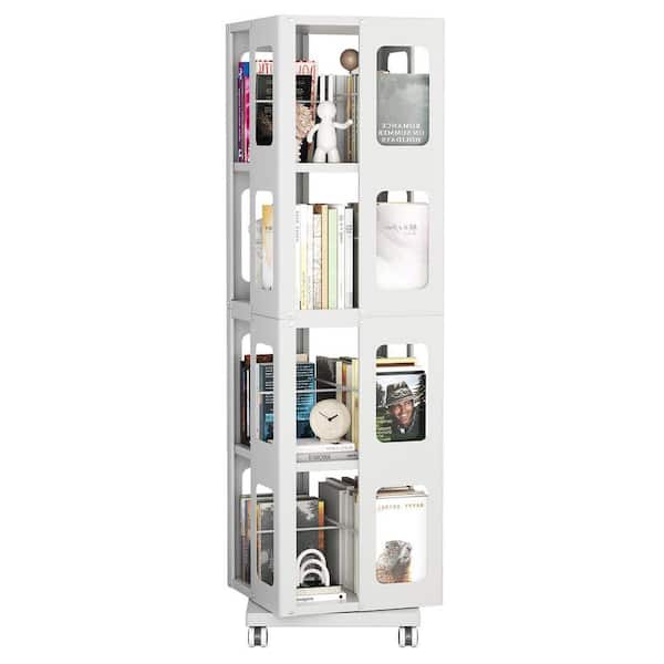 WTW シェルフ CSC DECOR INC 54.7 in. Tall White Steel 4-Tier Rotating Bookcase