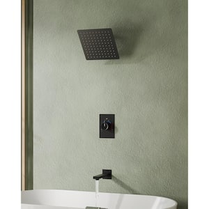 8 in. Single Handle 2-Spray Wall Mount Tub and Shower Faucet 2.5 GPM in Matte Black (Valve Included)