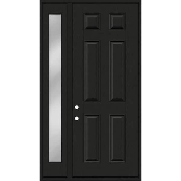 Steves & Sons Regency 51 in. x 96 in. 6 Panel RHIS Onyx Stain Mahogany Fiberglass Prehung Front Door w/Clear 12 in. SL 4-9/16
