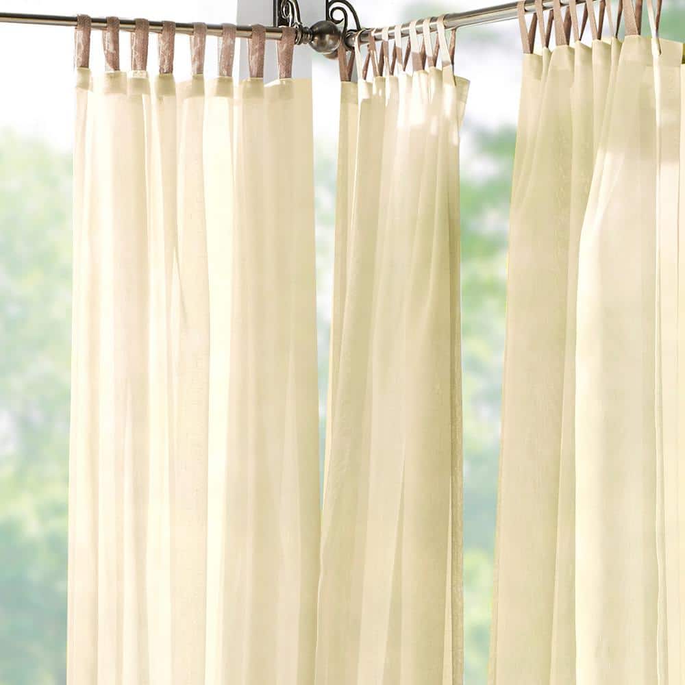 Natural Sheer Polyester Tab Top Curtain Panel