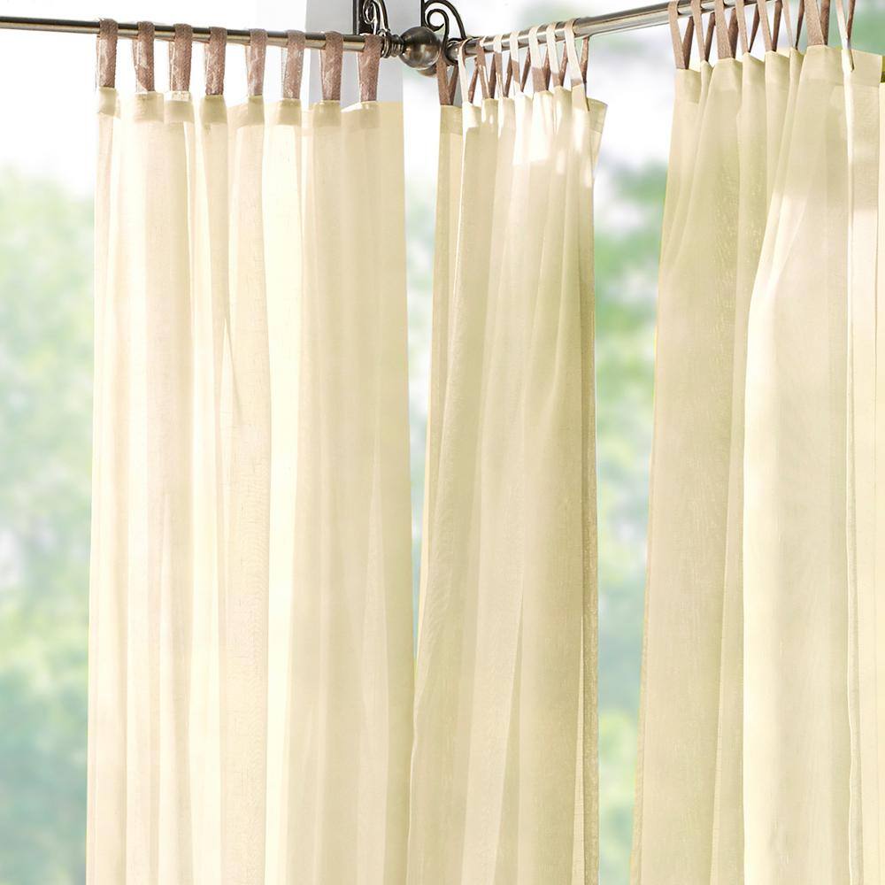 Natural Sheer Polyester Tab Top Curtain Panel