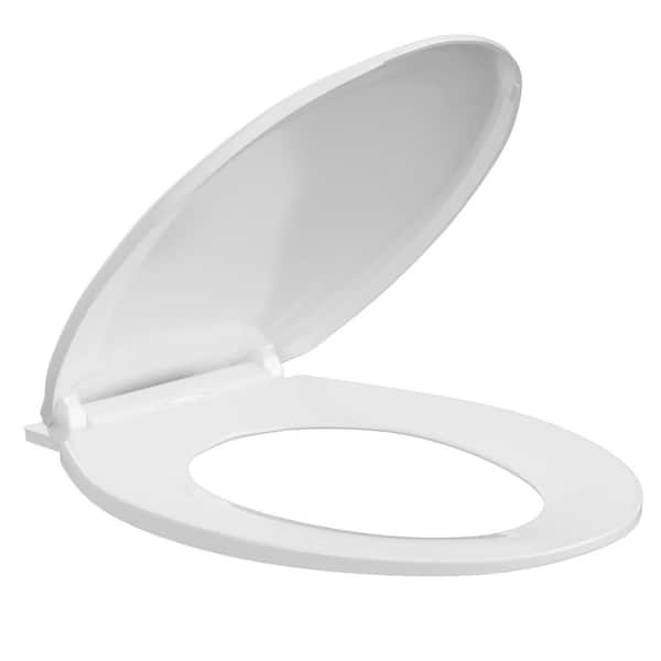 Round Toilet Seat in White Antimicrobial Plastic Closed Front Toilet Seat Removes for Easy Cleaning and Never Loosens