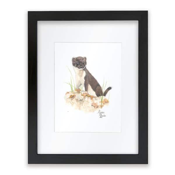 Unbranded Woodland Tinies "Otter" by Alyssa Lewis Individual Black Framed with Mat Animal Art Print 24 in. x 18 in.