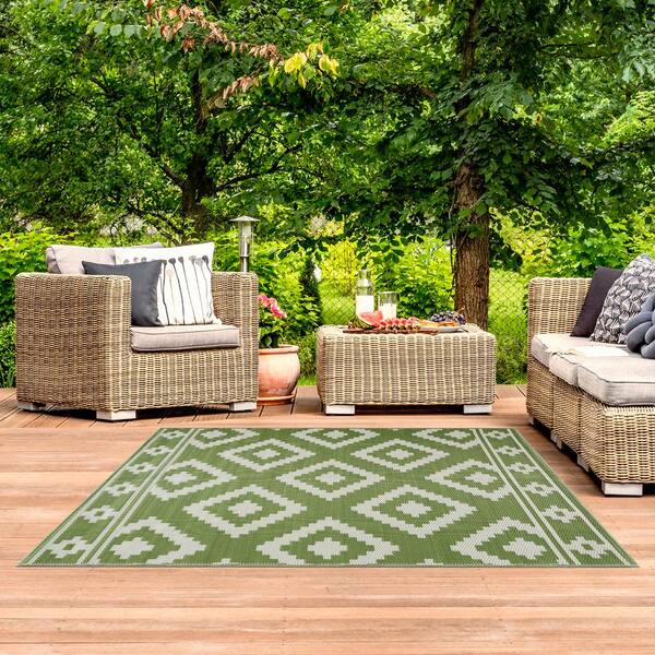 Palm Garden Outdoor Rug Large Waterproof Non Slip Area Reversible